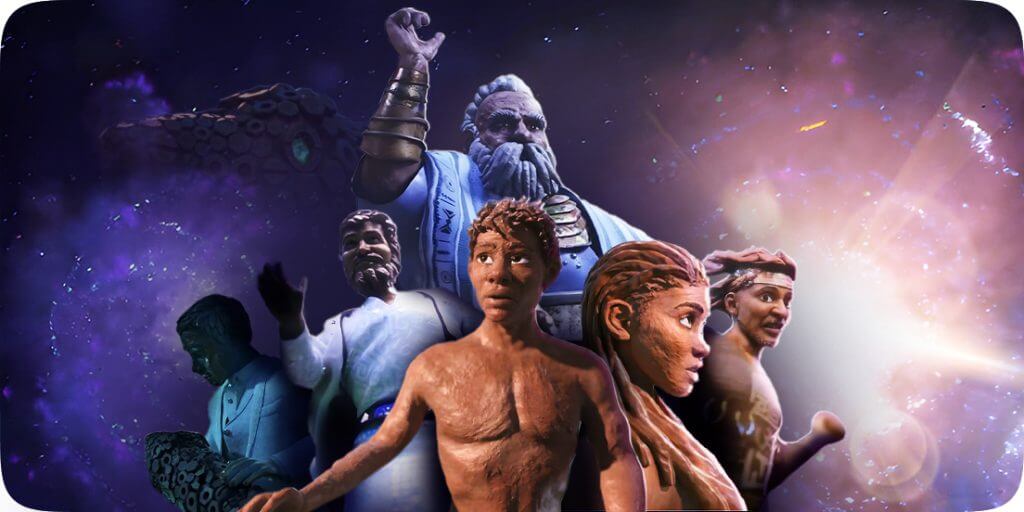 a collage of biblical characters which are animated and showcased in the series, The Legacy of Adam.
